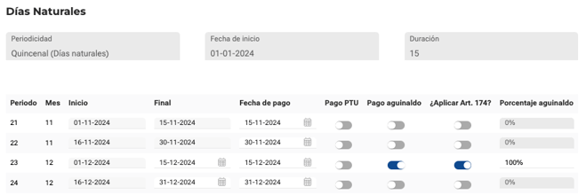 Calendario aguinaldo 100